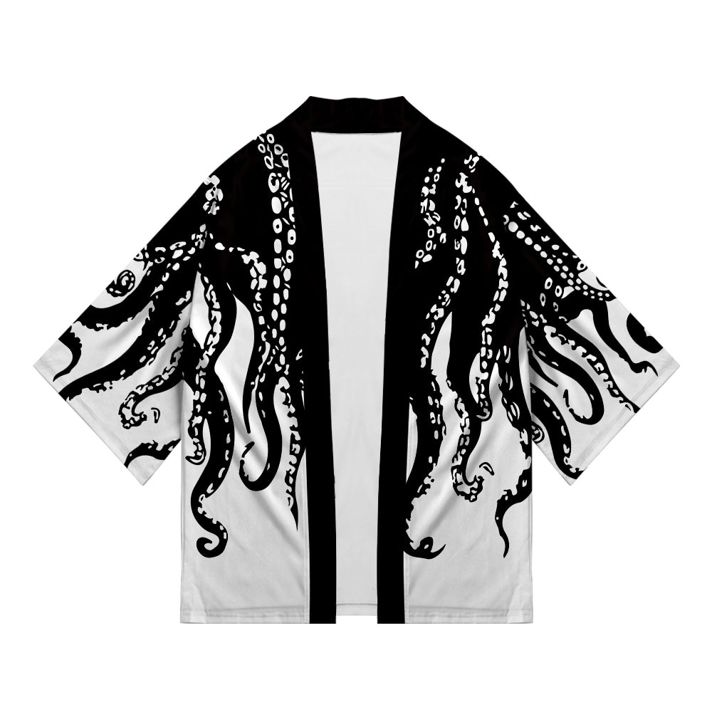플러스 사이즈 Octopus Print 2022 Summer Chic Loose Japanese Streetwear 카디건 여성 남성 하라주쿠 기모노 코스프레 탑 셔츠 유카타